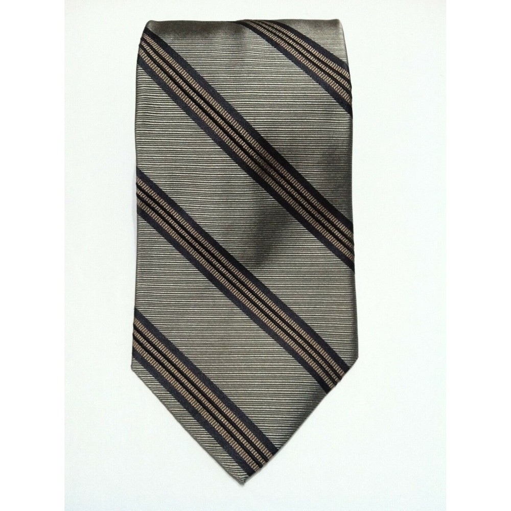NWOT EMANUEL UNGARO MENS NEW GRAY 100%SILK STRIPED CLASSIC NECKTIE WIDTH:3 3/4"